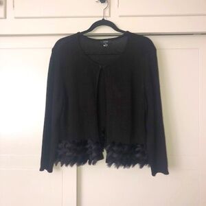 Alfani Black Sweater XL Faux feathers Excellent Used Condition